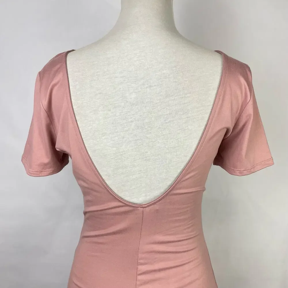 Free People | NWT Blush Pink Mauve Bike Short Scoop Back Bodysuit Romper